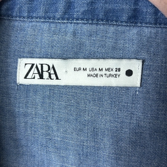 Zara The Erin Denim Wrap Asymmetric Mini Dress size M - Picture 6 of 13